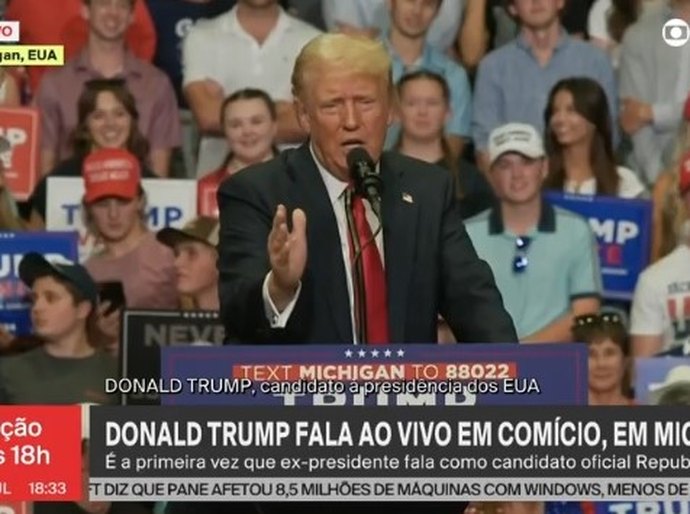 Em 1º comício após atentado, Trump faz enquete sobre quem deveria ser seu adversário: 'Kamala ou Biden?'